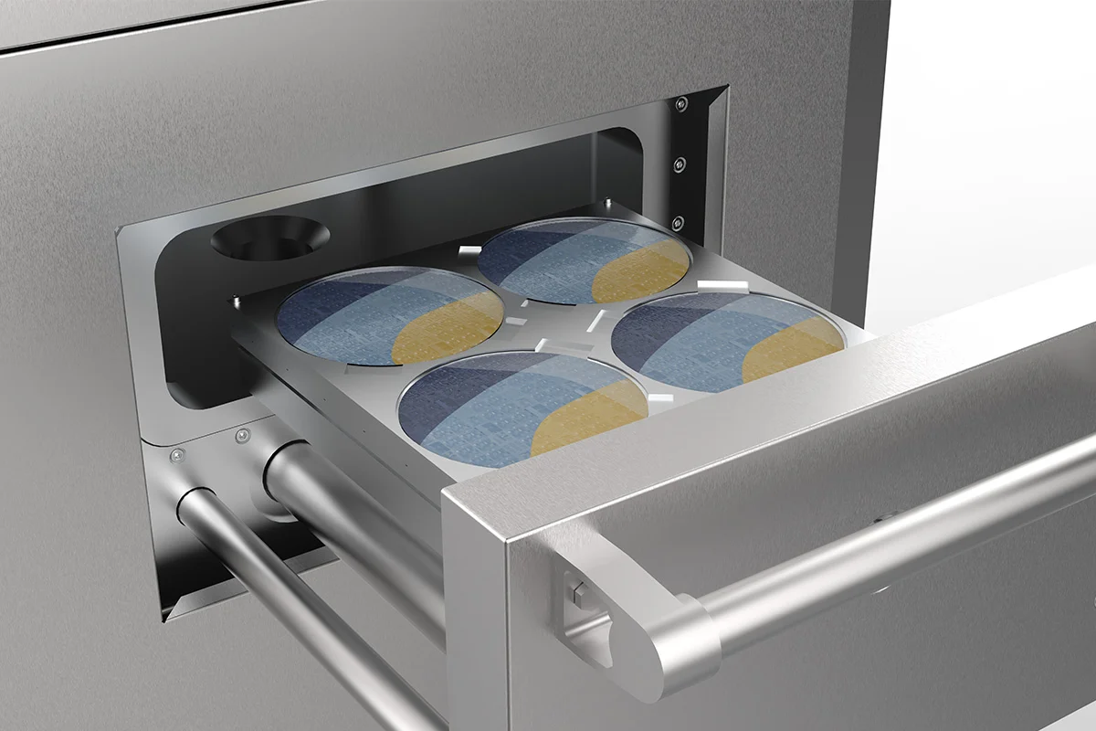 Plasma frontend Gigafab M detail view showing a drawer with two wafers inside.