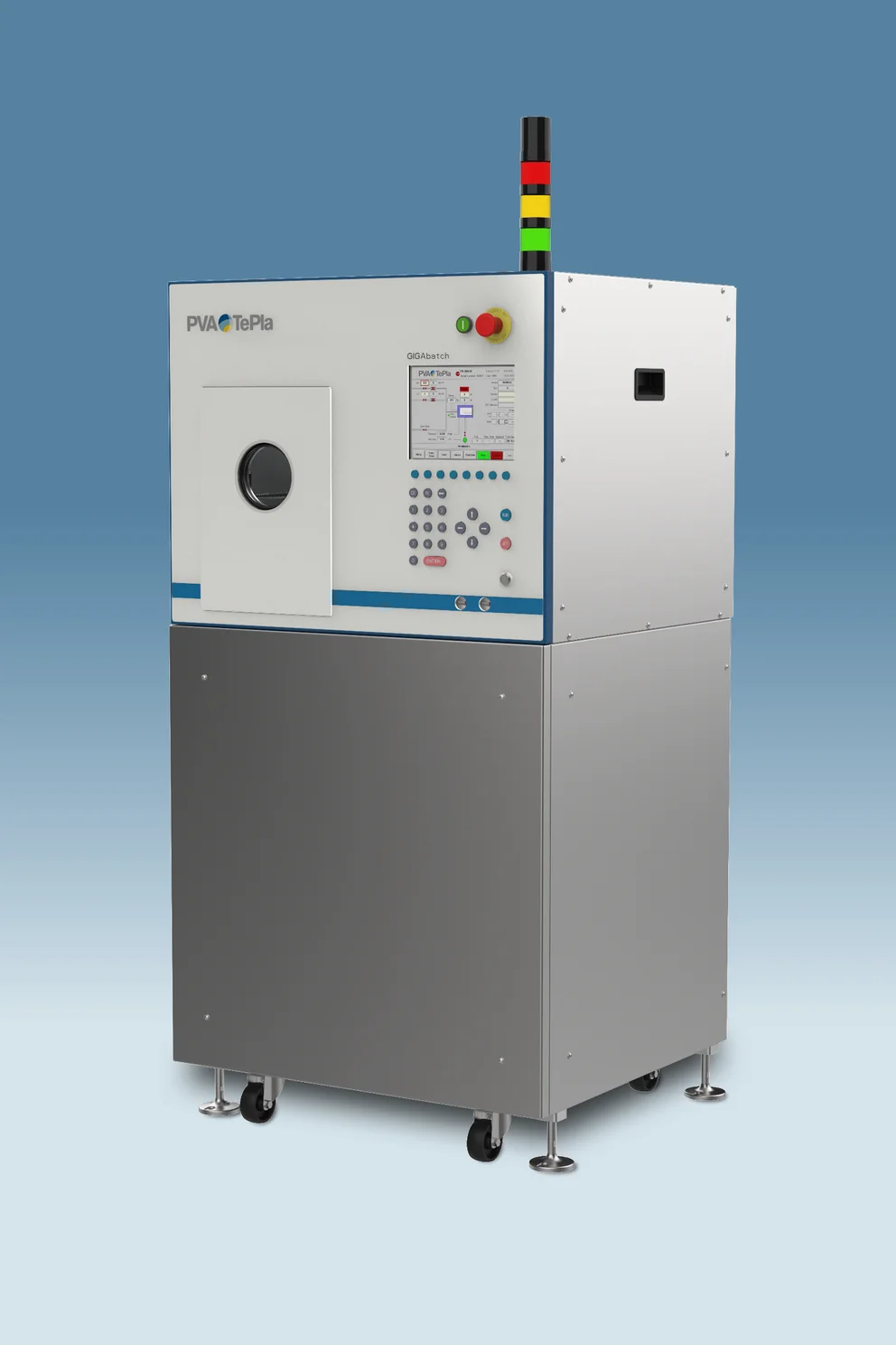 Gigabatch 380p frontend plasma system with control panel and signal tower.