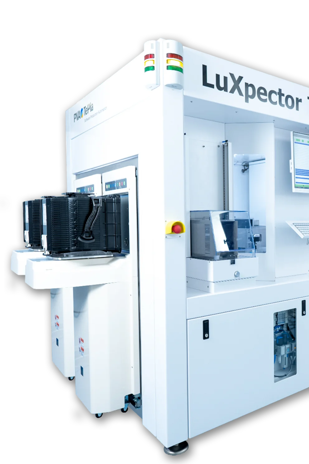 LuXpector Thea automated optical inspection system with wafer loading ports.