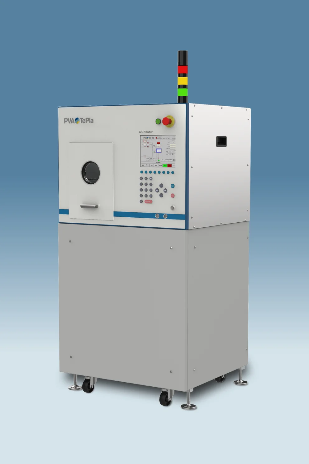 Gigabatch 380m frontend plasma system with control panel and signal tower.