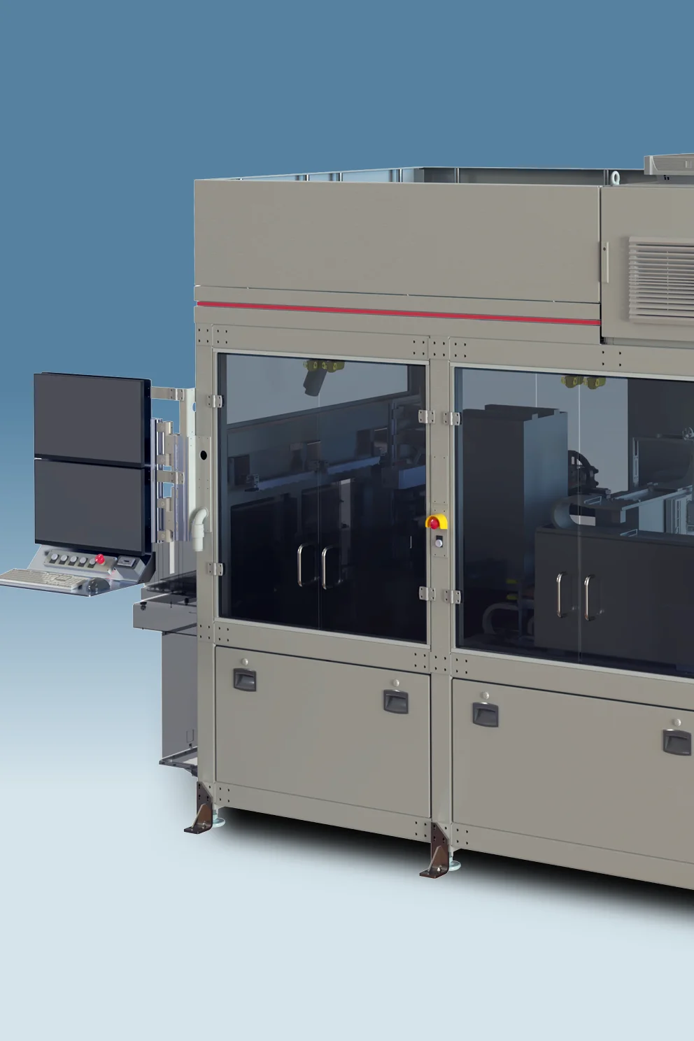 Automated scanning acoustic microscopy system for high‑volume panel inspection.