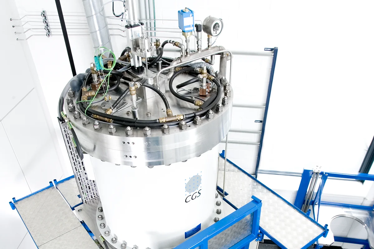 Vertical Gradient Freeze crystal growth system in a cleanroom environment