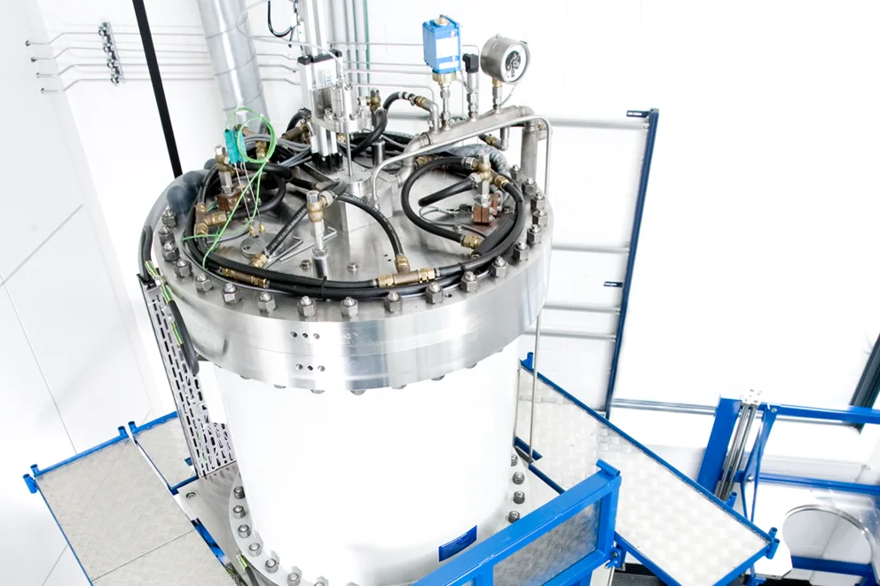 Vertical Gradient Freeze crystal growth system in a cleanroom environment
