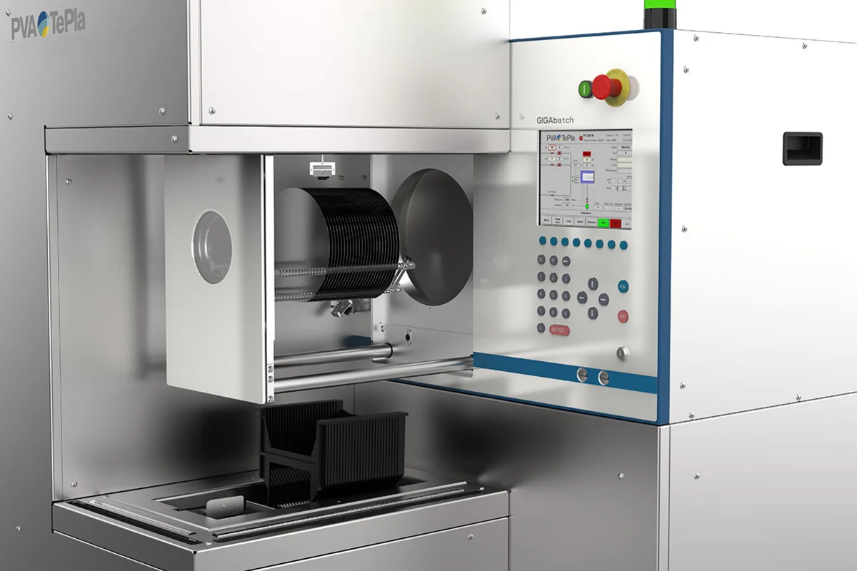 Gigabatch 380p detail view showing internal components and control interface.